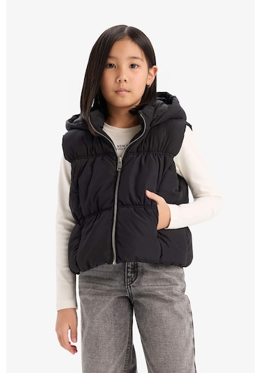 Defacto Kız Çocuk Su İtici Kapüşonlu Şişme Yelek C4971a825aubk27 Siyah