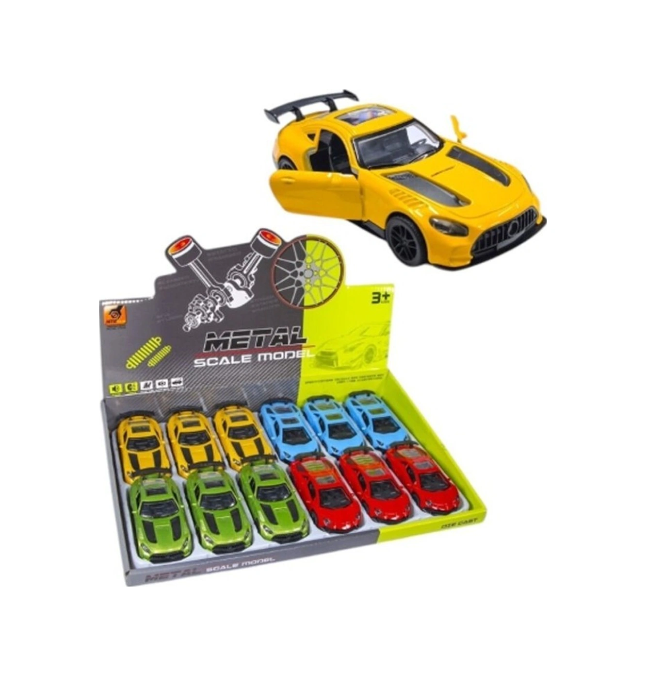 Km36201c-1-2-3-4 Çek Bırak Metal Araba 1:36