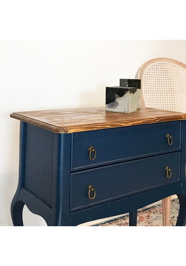 Roys Ahşap L3540 Lacivert Çift Çekmeceli Komodin  Telefonluk