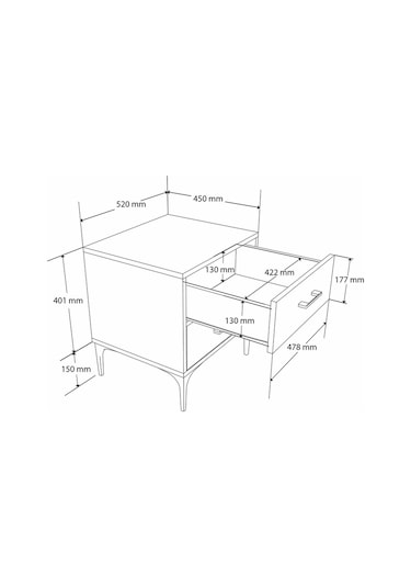 3670 Zen 2 Çekmeceli Ayaklı Komodin Hat Rengi