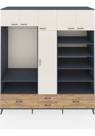 Kronos Dolap 18 Raflı 4 Çekmeceli Tek Askılı 220x59x243 Antrasit-aytaşı/çam Aytası/atlas Çam Kronos Dolap 18 Raflı 4 Çekmeceli Tek Askılı 220x59x243 Antrasit-aytaşı/çam Aytası/atlas Çam