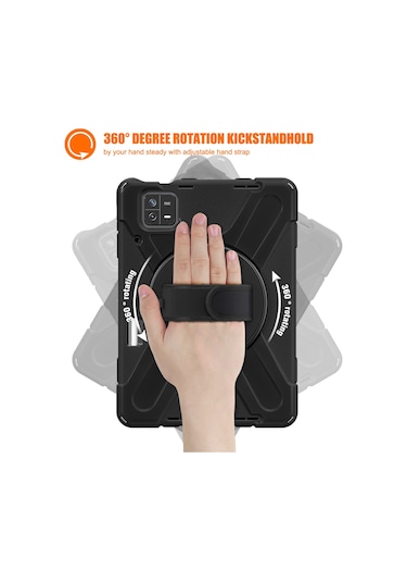 Xiaomi Uyumlu Pad 6 / Pad 6 Pro Pc + Silikon Tablet Kılıfı El Kayışı İle Dönebilen Kickstand Koruyucu Kapak