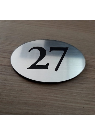 Rezopal - Oval Kapı Birim Numarası Gümüş Kazıma