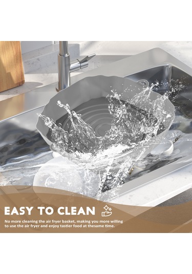 Xurunkeji 20cm Hava Fritözleri Fırın Pişirme Tepsisi Kızarmış Tavuk Sepet Matı Hava Fritöz Silikon Tencere Yuvarlak Yedek Izgara Tavası Gri Gri