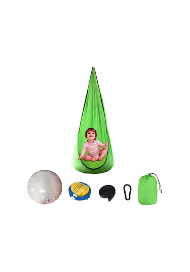 Yelangezu 140x70cm Hamak Sandalye Bahçe Arka Bahçe Çocuk Şişme Yastıklı Asılı Salıncak Sandalye - Yeşil Diğer
