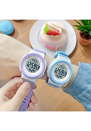 Primepickings Siyah Çocuklar İçin Dijital Alarmlı Su Geçirmez Öğrenci Saati Siyah