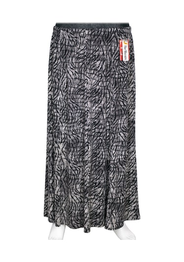 Hesna Kadın Ecem Battal Beden 8 Parça Lastikli Gri Etek D46 Siyah