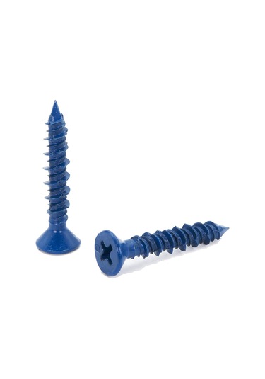 Xurunkeji 100 Adet 3/16 X 1-1/4ın Mavi Düz Phillips Beton Elmas Uçlu Vida Çapası Duvar Örgüsüne Ankraj İçin 10x7x5cm