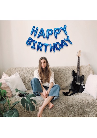 Geeksen Altın Renkli 16 İnç "happy Birthday" Harf Folyo Balon Seti - Parti Dekorasyonu, Yeniden Kullanılabilir, Festivite Atmosferi Artırıcı