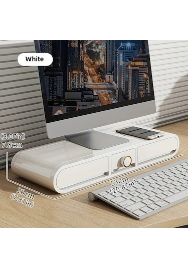 Honeybeeshop Çekmeceli Monitör Yükseltici Masaüstü Organizatör Dayanıklı Çok Bölmeli Ofis Ve Ev Aksesuarı