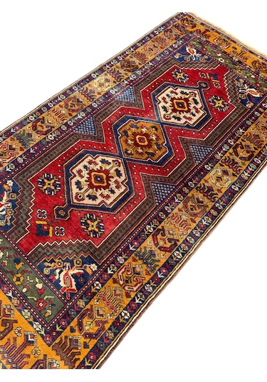 El Dokuma Az Hatalı Yahyalı Halısı 105x205 Kök Boya %100 Yün Halı