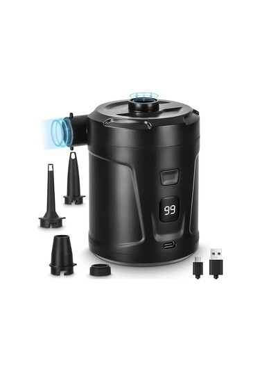 Xuweiwei Siyah Taşınabilir Kablosuz Şişirme Pompası Kamp Ve Açık Hava Kullanımı 5200mah Bataryalı