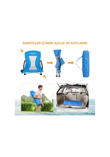 Kingcamp Lilac Beach Chair Plaj Ve Dinlenme Sandalyesi 2'li Set Blue Mavi