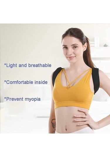 Unisex Siyah Kelebek Dik Duruş Korsesi Kamburluk Önleyici Terletmez Korse