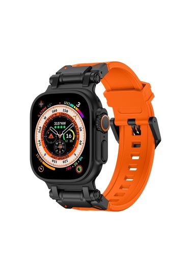 Novahub İos Watch Uyumlu Ultra 2 49mm Explorer Tpu Saat Bantı Siyah Turuncu, Kırmızı Renk Alternatifi