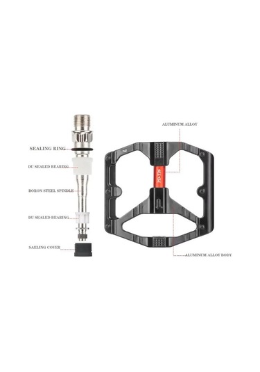 Sarissa T26 Çift Kovanlı Alüminyum Geniş Platform Du Peilin Rulman Bisiklet Pedalı Siyah