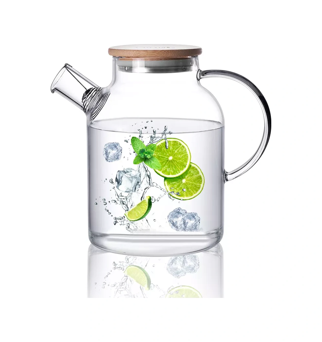 Cnglass 1500 Ml Bambulu Kapaklı Isıya Dayanıklı Demlik 18588317 Beyaz