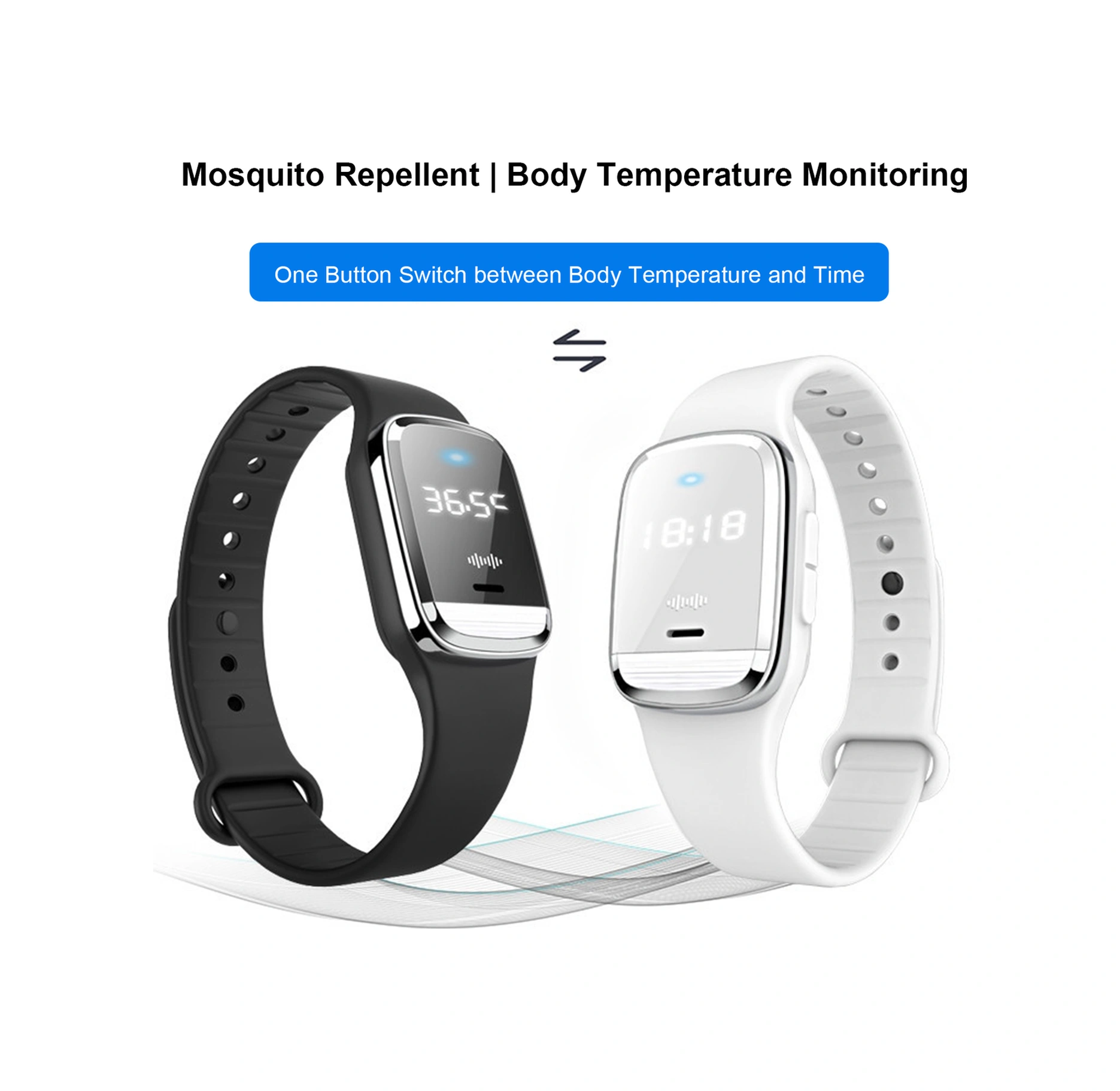 Youtek M1 Beyaz Bileklik Tipi Ultrasonik Sinek Kovucu - Kimyasal Yok, Çocuklar İçin Güvenli, Taşınabilir, Pil İçeren, Sayısal Göstergesi Yok