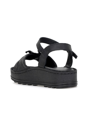 Mammamia D25ys-2595 Kadın Hakiki Deri Düz Sandalet Siyah Siyah