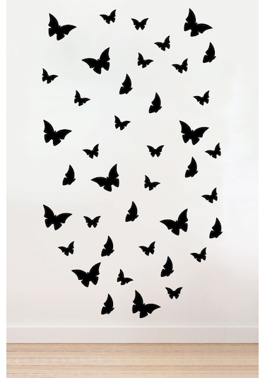 40 Adet Ahşap Dekoratif Kelebek Duvar Süsü Kelebekler Duvar Dekorasyon Ev Süsü