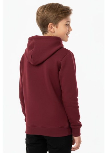 Erkek Çocuk Bordo Kapüşonlu Cepli 3 İplik Sweatshirt Bgl-st05002 Bordo