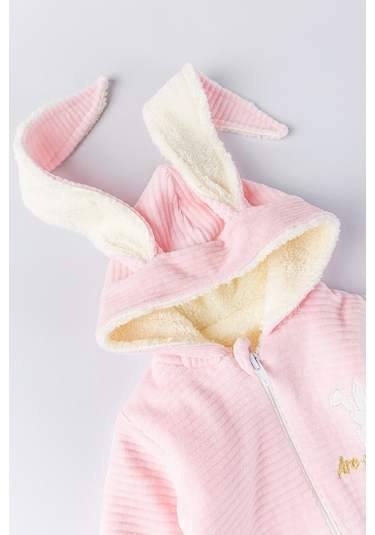 Tavşan Figürlü Kışlık Welsoft Kadife Astronot Kız/erkek Bebek Tulum 001