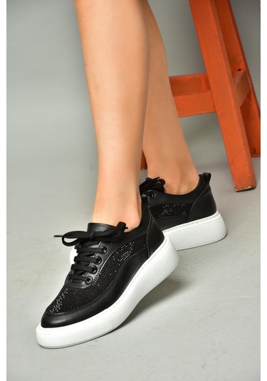 Fox Shoes S274048509 Siyah Taşlı Kadın Spor Ayakkabı Sneakers Siyah