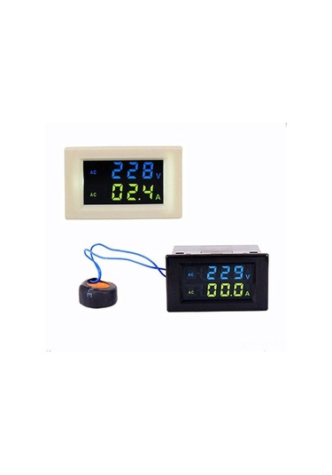 Besthome1 Çift Gösterge Lcd Ac Voltmetre Ampermetre D85-2042a Kırmızı