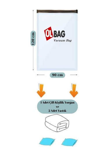 1 Adet Maxi Jumbo Boy 90 Cm X 120 Cm Çift Kişilik Yorgan Vakumlu Hurç - Vakumlu Poşet Şeffaf