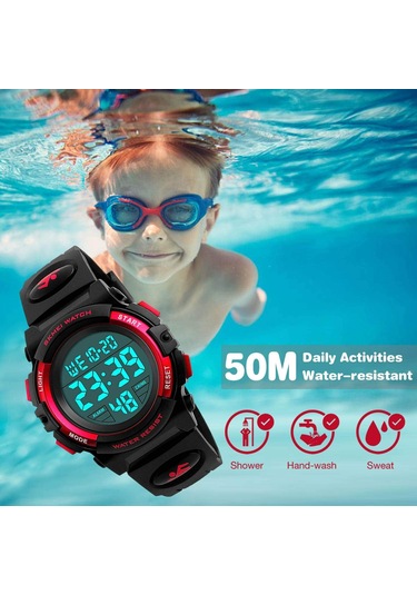Çocuklar İçin Dijital Spor Saati Erkek Kız Erkek Su Geçirmez Günlük Elektronik Analog Kuvars 7 Renkli Led Saatler Alarm Kronometre Silikon Bantlı Aydınlık C Diğer