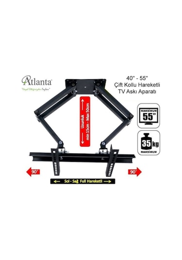 Atlanta 40'' 55'' Çift Kollu Hareketli Tv Askı Aparatı