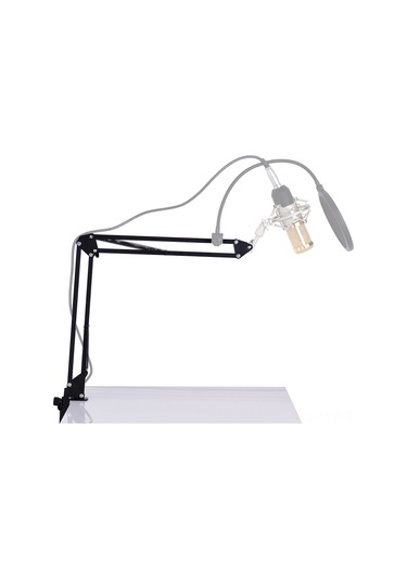 Maiyame Siyah Metal Mikrofon Standı, Tutucu Ve Montaj Kelepçesi Seti, 340g Ağırlık, 40x11.5x4.5cm Paket Boyutu