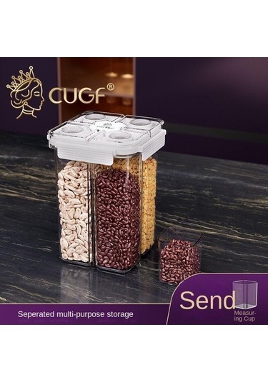 Pazly Çok Fonksiyonlu Tahıl Kutuları 3000ml - Bölümlü, Mutfak Organizatörü Kaba Taneler Mühürlü Kavanozlar - Modern Minimalist Plastik Diğer