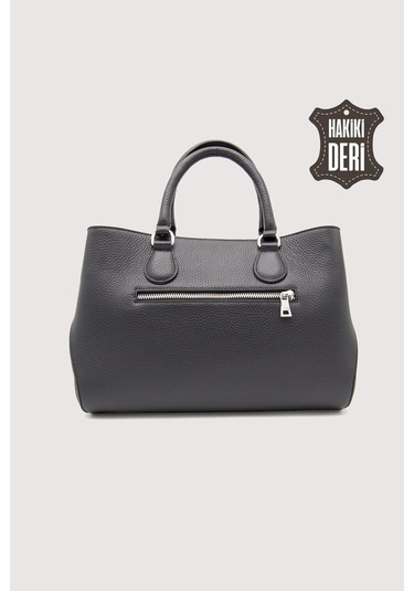 Hakiki Deri Siyah Kadın Kol Çantası Uzun Askılı Smr7666 Siyah