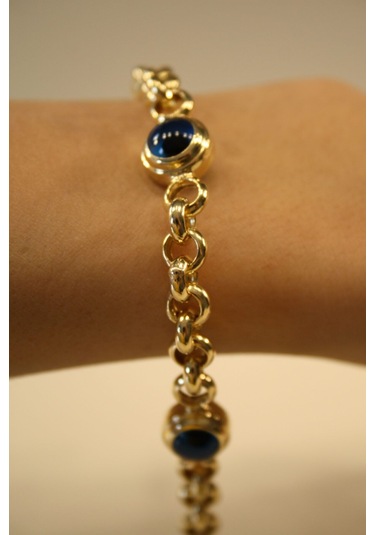 Yenigün Kuyumculuk 14 Ayar Altın Üç Nazar Boncuklu Kalın Zincirli Bileklik Tyc00350679981 Sarı Altın