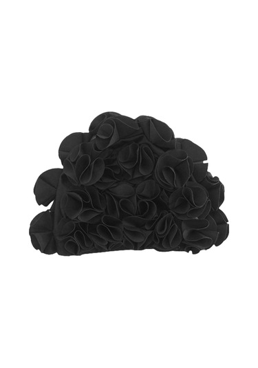 Suntek Yüzme Şapkası Çiçek Yaprakları Trendy Plaj Siyah