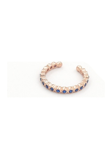 Brezza Lusso Jewelry Mavi Taşlı Tamtur Eklem Gümüş Yüzük Rose