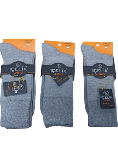 Asçelik 3 Lü Diyabetik Erkek Çorap Gri Çok Renkli