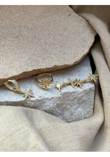 Ysx Jewelry Yıldızlı Üçlü Küpe Seti Çok Renkli