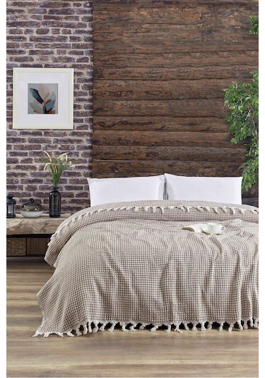 Tek Kişilik Pike 170x210 Piramit Model Koyu Kahve Koyu Kahverengi