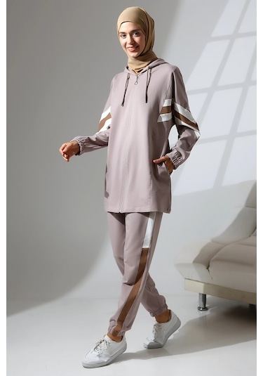 Kadın Mevsimlik Penye Alt Üst Spor Ve Rahat Ikili Tunik Pantolon Şık Tesettür Takım Taş