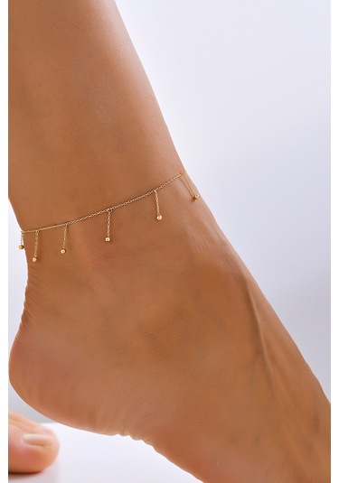 14 Ayar Altın Top Sallantılı Halhal - Mmhlhl-55001 Sarı Altın