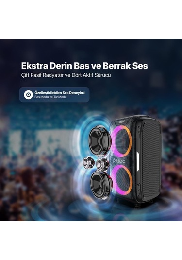 Ttec Carnival Pro 120w Taşınabilir Kablosuz Bluetooth Parti Hoparlörü