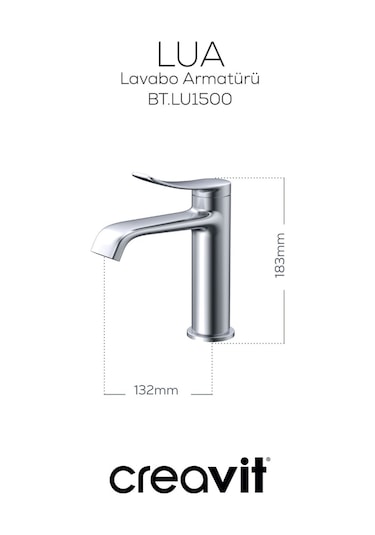 Creavit Lua Şelale Lavabo Armatürü Metalik Gri Bt.lu1500gr