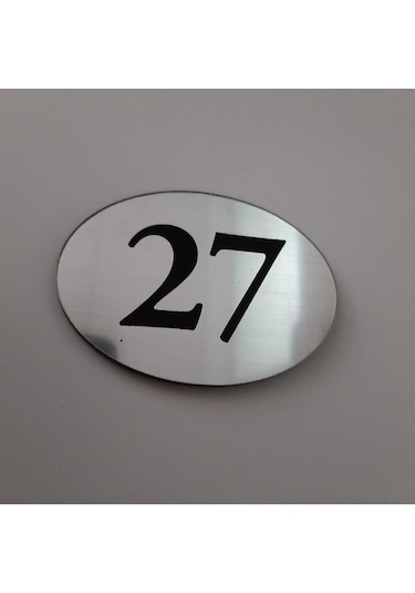 Rezopal - Oval Kapı Birim Numarası Gümüş Kazıma