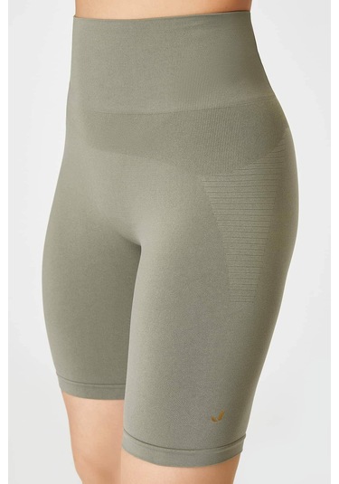 Jerf Vella Yüksek Bel Konfor Biker Tayt Yeşil