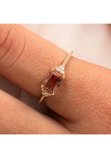 Gümüş Yüzük - Octagon Kesim Zultanit Taşlı Modern Tasarım 925 Ayar Gümüş Yüzük Sarı