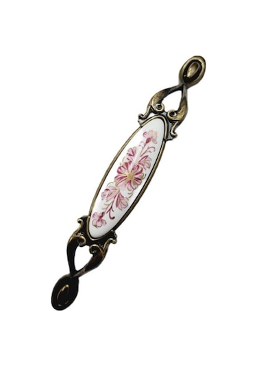 Miray 128 Mm Metal Antik Sarı Porselen Desenli / 5 Adet Antik