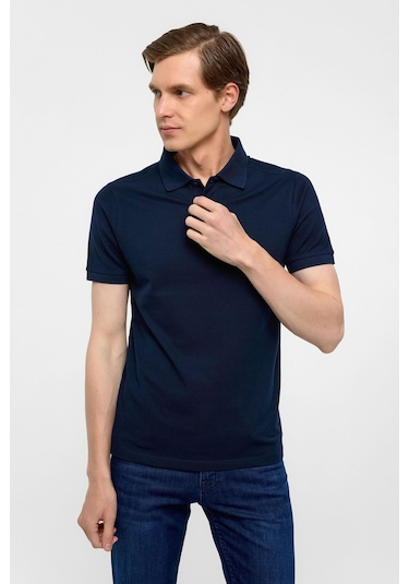 SÜVARİ Lacivert Slim Düz Polo Yaka Tişört