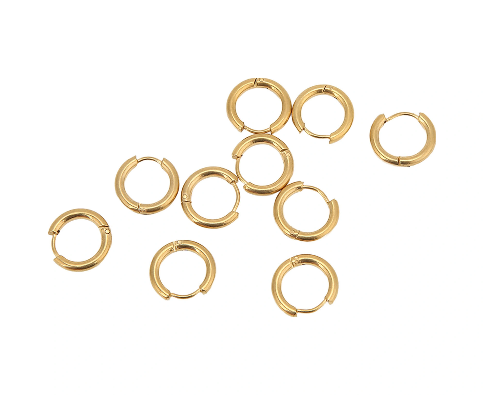 Wezone Stainless Steel Gold Hoop Earrings, 10 Pcs/pack, 2.5x10mm, Dıy Jewelry Making, Durable, No Fading, Daily & Special Occasions Diğer